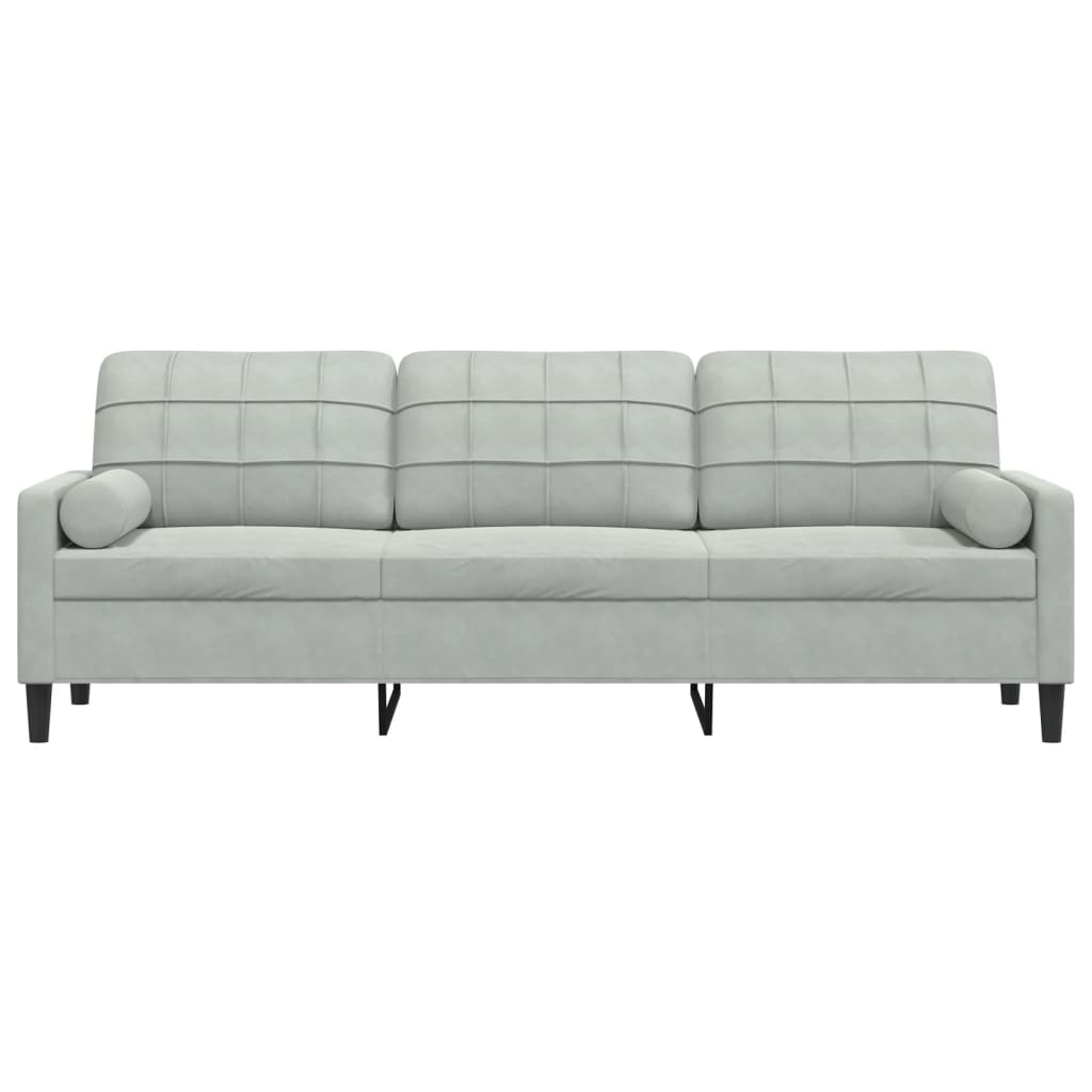 vidaXL 3-osobowa sofa z poduszkami, jasnoszara, 210 cm, aksamitna