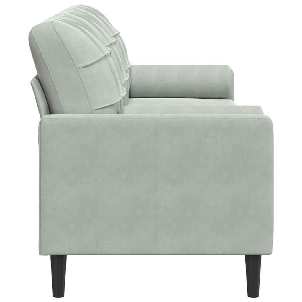 vidaXL 3-osobowa sofa z poduszkami, jasnoszara, 210 cm, aksamitna