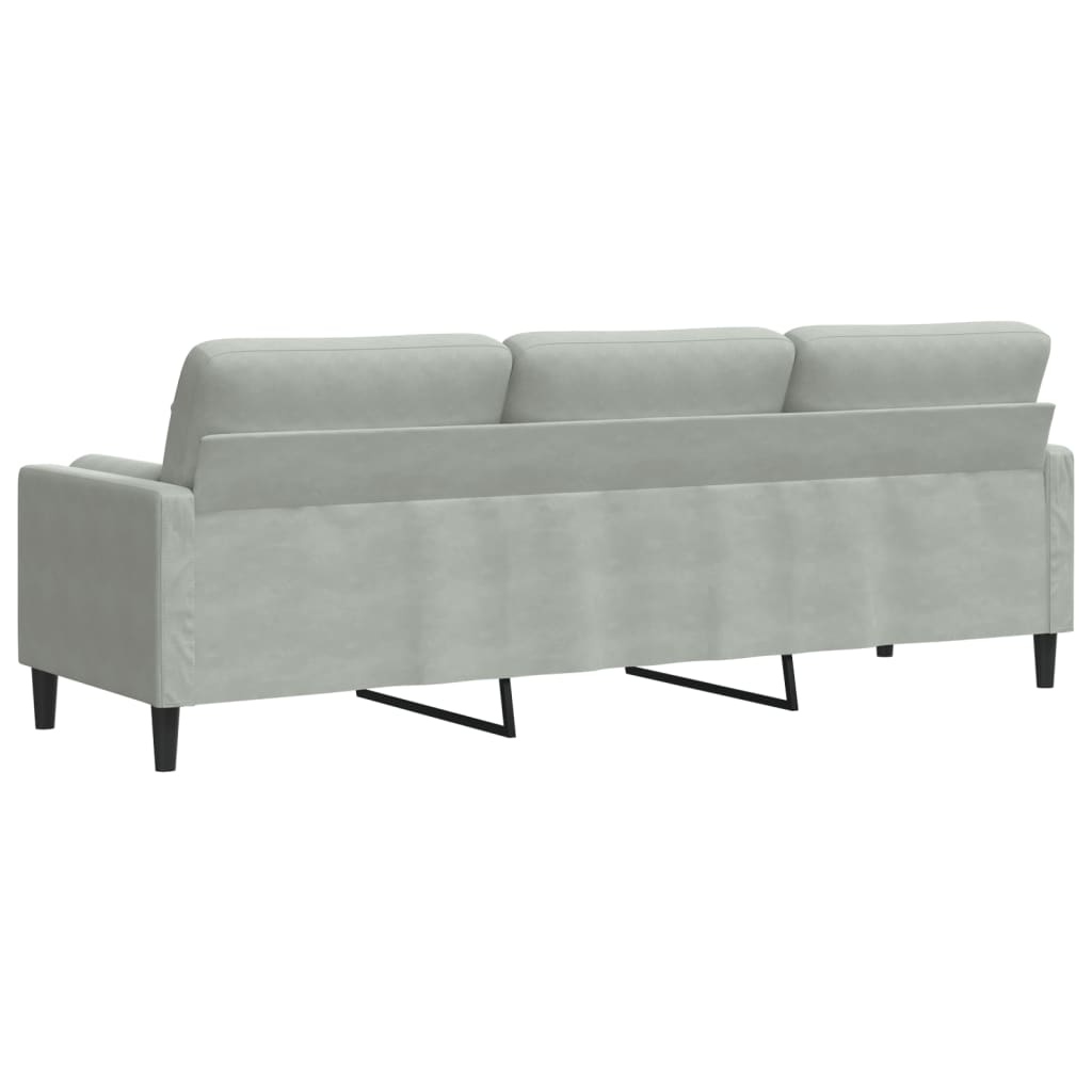 vidaXL 3-osobowa sofa z poduszkami, jasnoszara, 210 cm, aksamitna
