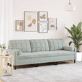 vidaXL 3-osobowa sofa z poduszkami, jasnoszara, 210 cm, aksamitna