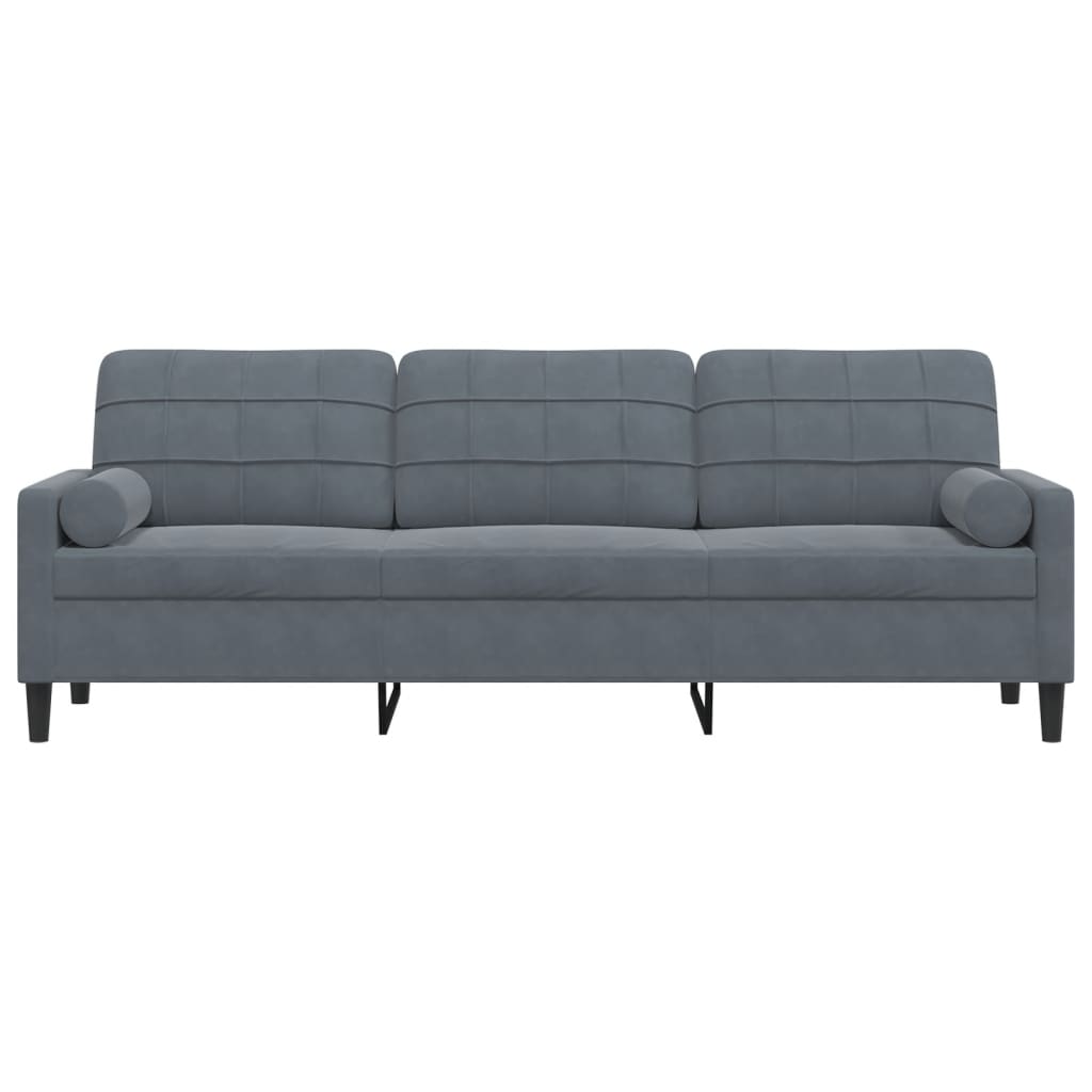 vidaXL 3-osobowa sofa z poduszkami, ciemnoszara, 210 cm, aksamit