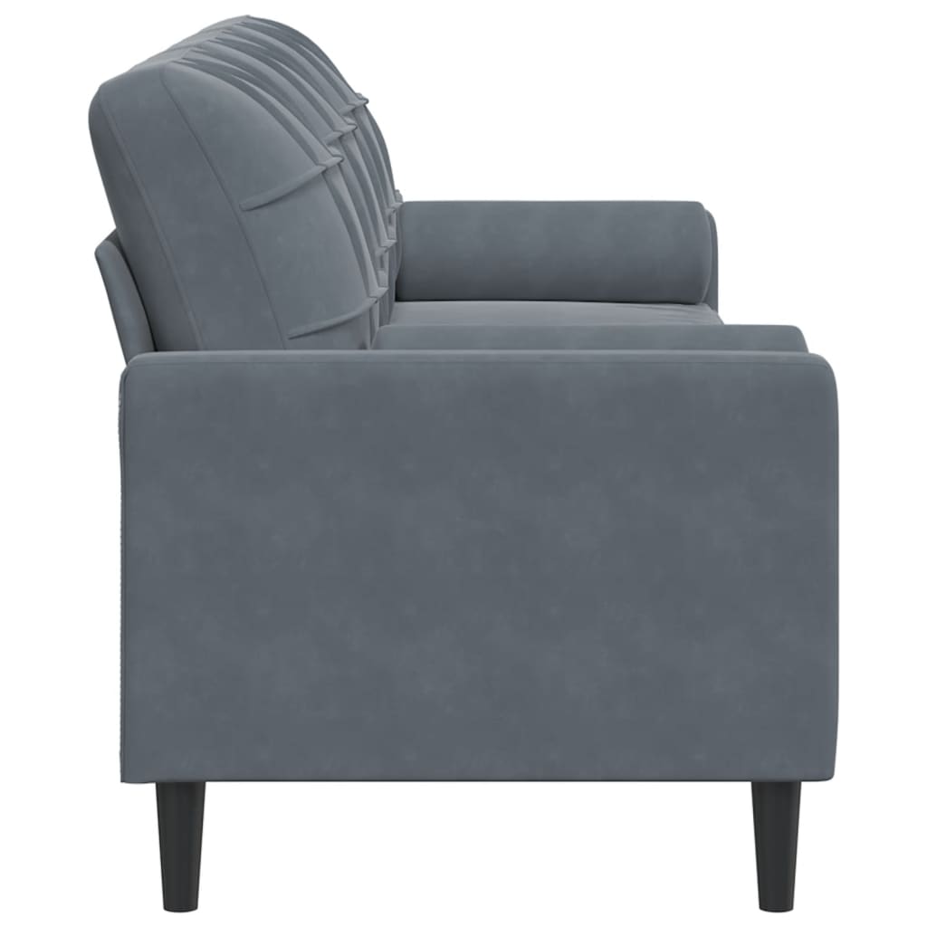 vidaXL 3-osobowa sofa z poduszkami, ciemnoszara, 210 cm, aksamit
