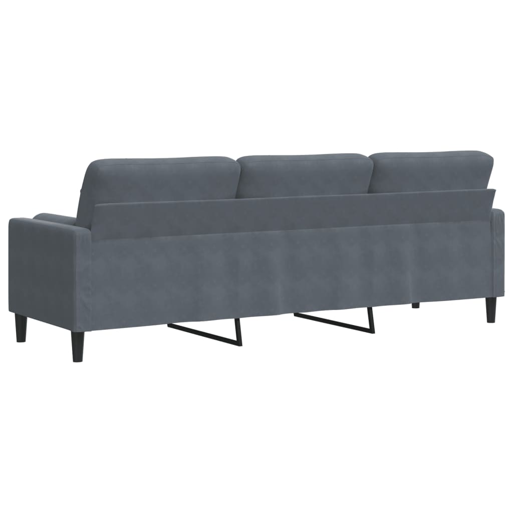 vidaXL 3-osobowa sofa z poduszkami, ciemnoszara, 210 cm, aksamit