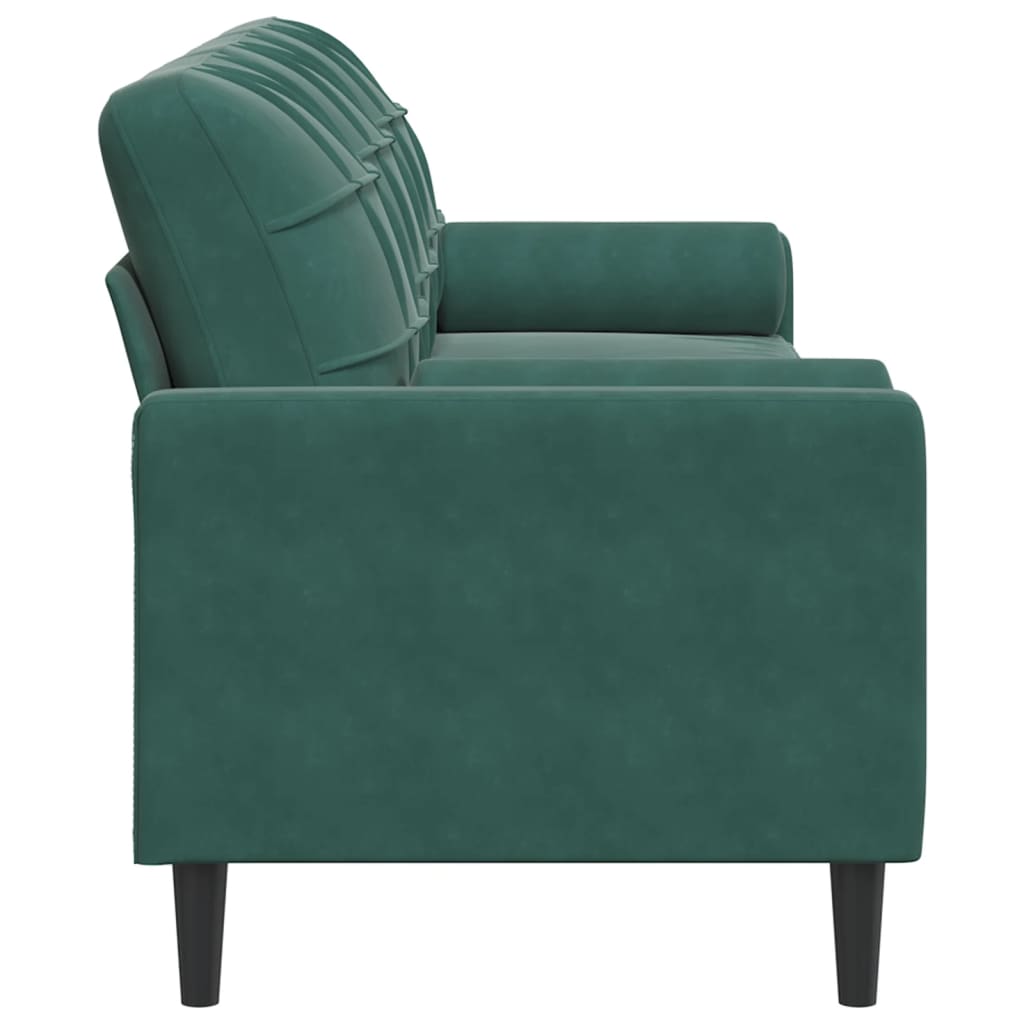 vidaXL 3-osobowa sofa z poduszkami, ciemnozielona, 210 cm, aksamit