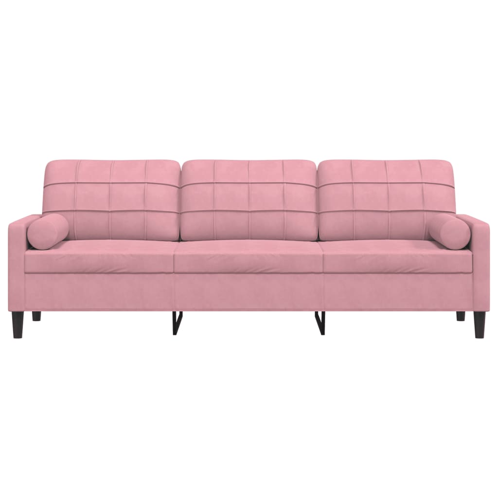 vidaXL 3-osobowa sofa z poduszkami, różowa, 210 cm, aksamit