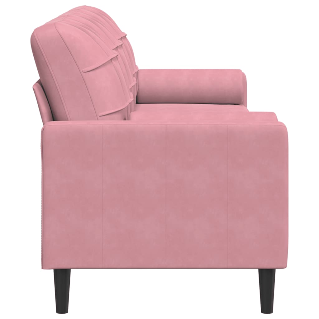 vidaXL 3-osobowa sofa z poduszkami, różowa, 210 cm, aksamit