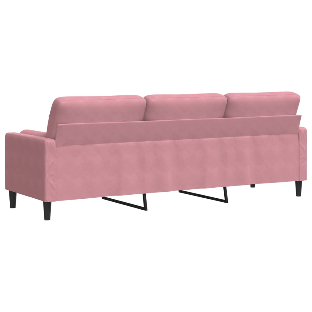 vidaXL 3-osobowa sofa z poduszkami, różowa, 210 cm, aksamit