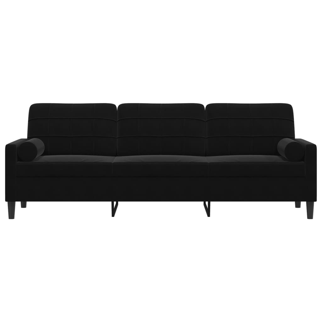vidaXL 3-osobowa sofa z poduszkami, czarna, 210 cm, aksamit
