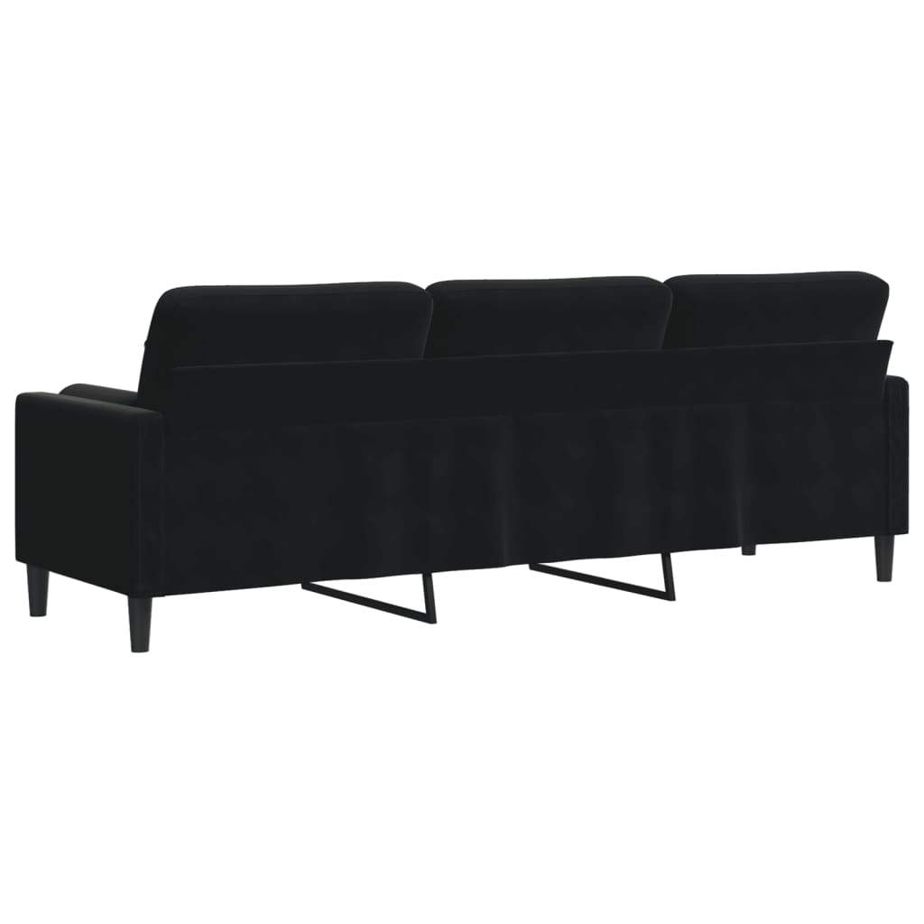 vidaXL 3-osobowa sofa z poduszkami, czarna, 210 cm, aksamit