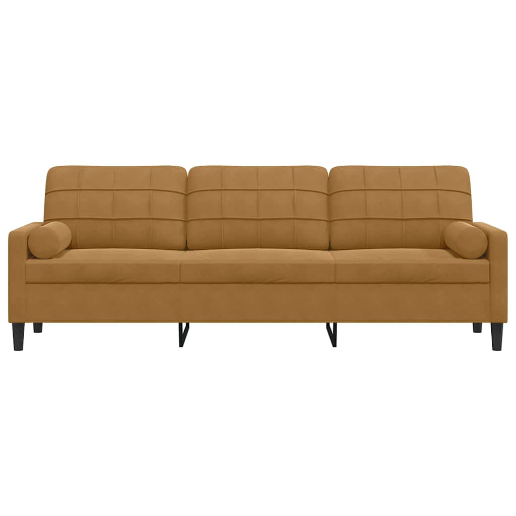 vidaXL 3-osobowa sofa z poduszkami, brązowa, 210 cm, aksamit