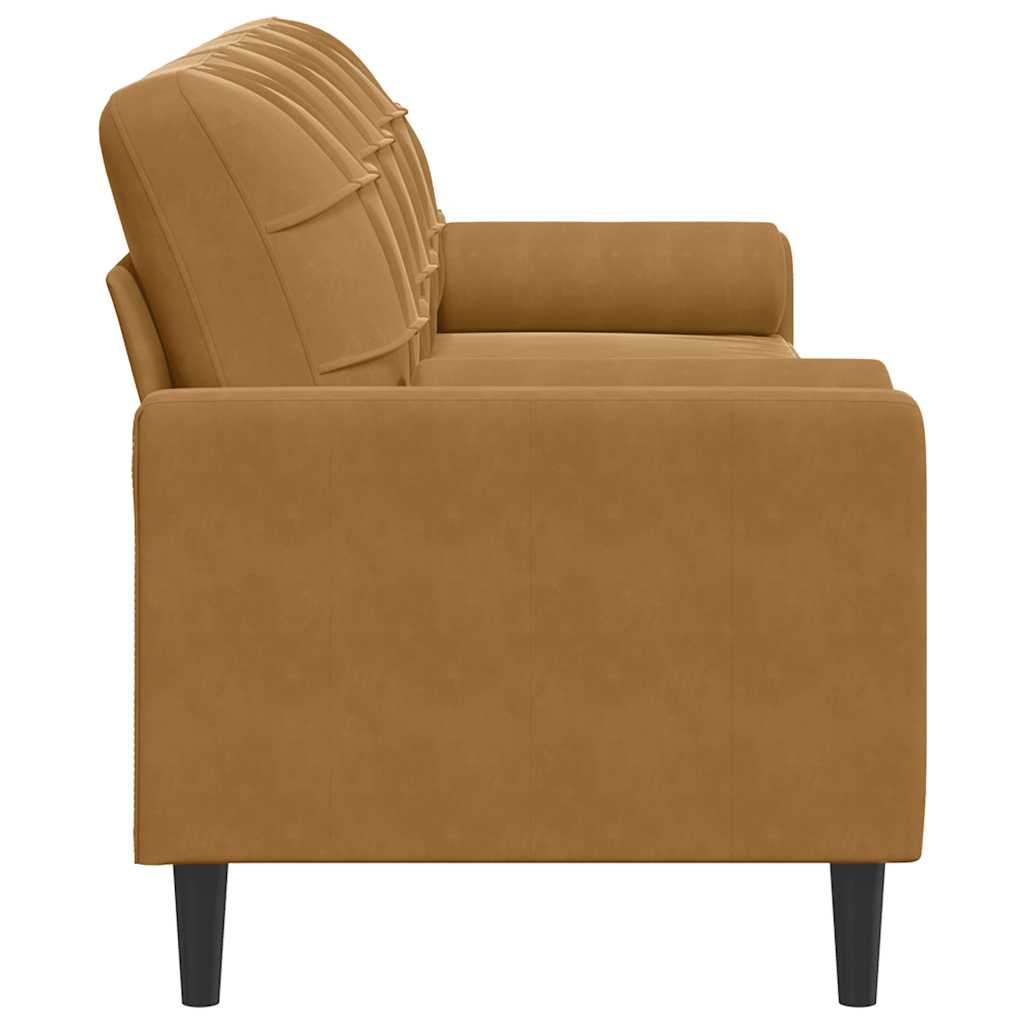 vidaXL 3-osobowa sofa z poduszkami, brązowa, 210 cm, aksamit