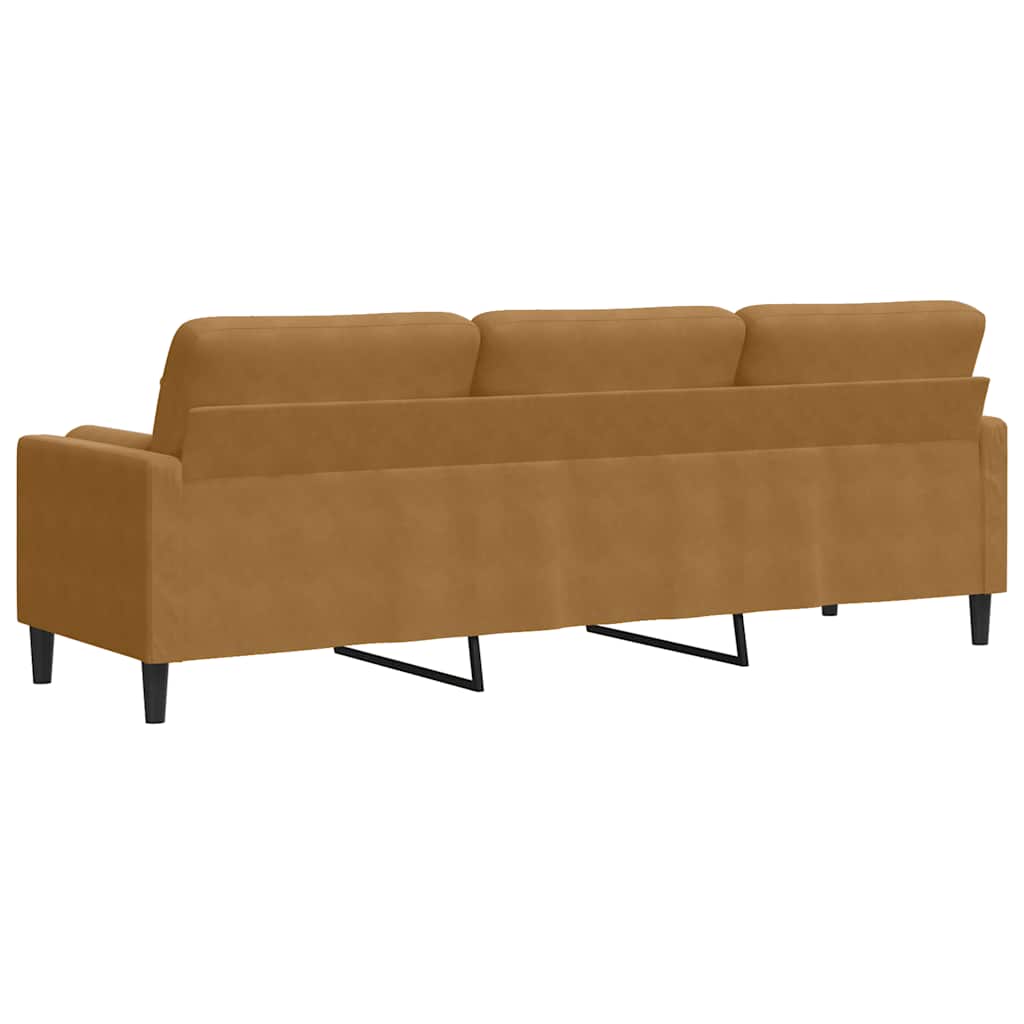 vidaXL 3-osobowa sofa z poduszkami, brązowa, 210 cm, aksamit