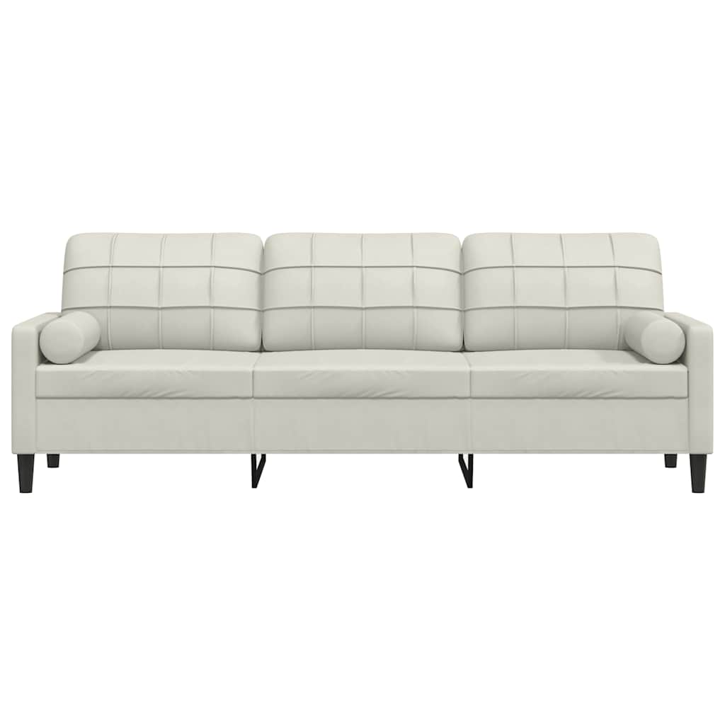 vidaXL 3-osobowa sofa z poduszkami, kremowa, 210 cm, aksamit