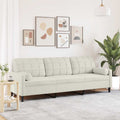 vidaXL 3-osobowa sofa z poduszkami, kremowa, 210 cm, aksamit
