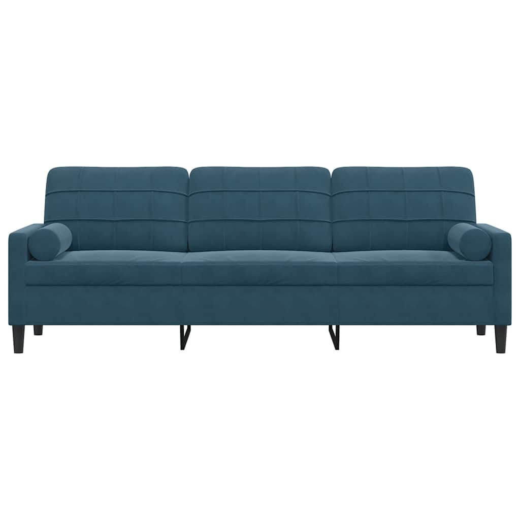 vidaXL 3-osobowa sofa z poduszkami, niebieska, 210 cm, aksamit