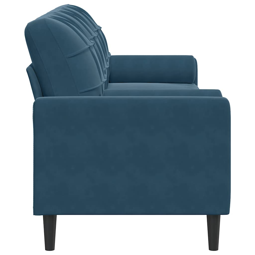 vidaXL 3-osobowa sofa z poduszkami, niebieska, 210 cm, aksamit