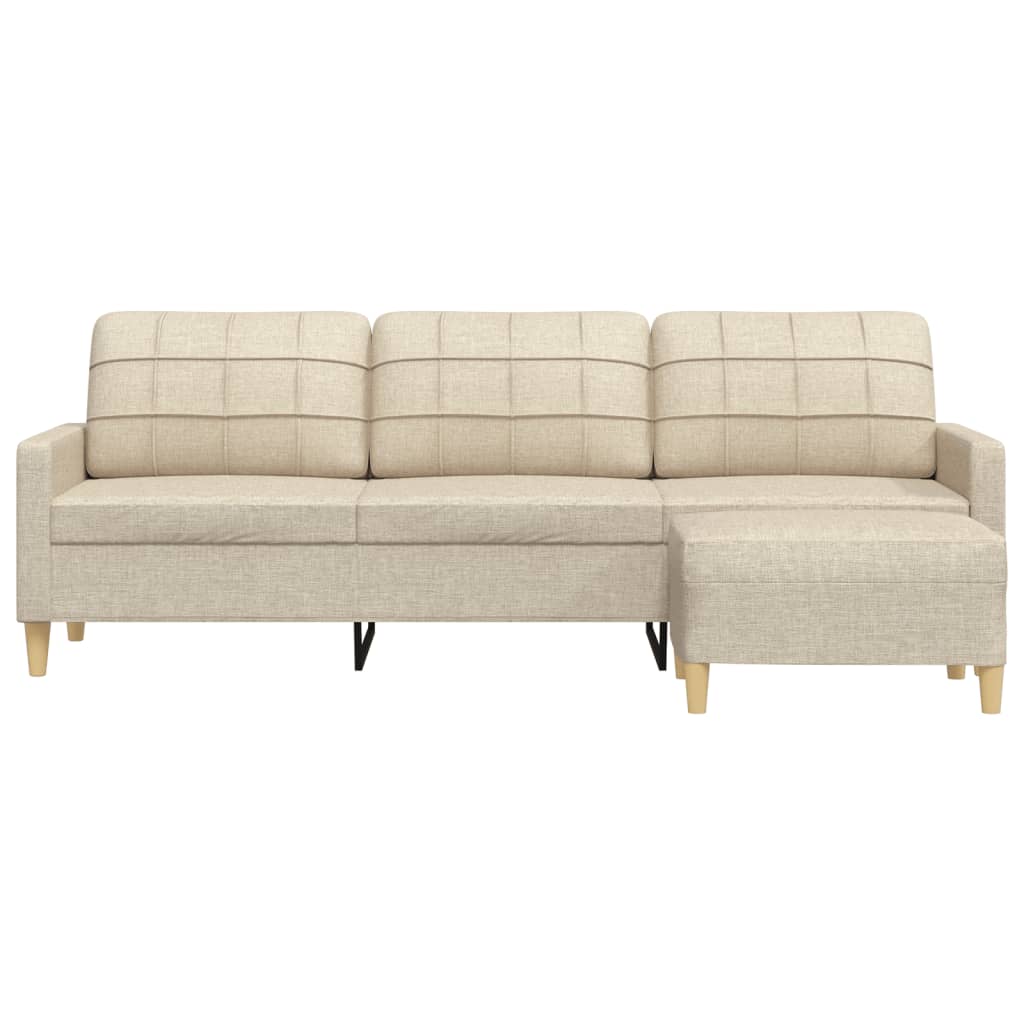 vidaXL 3-osobowa sofa z podnóżkiem, kremowa, 210 cm, tkaniną