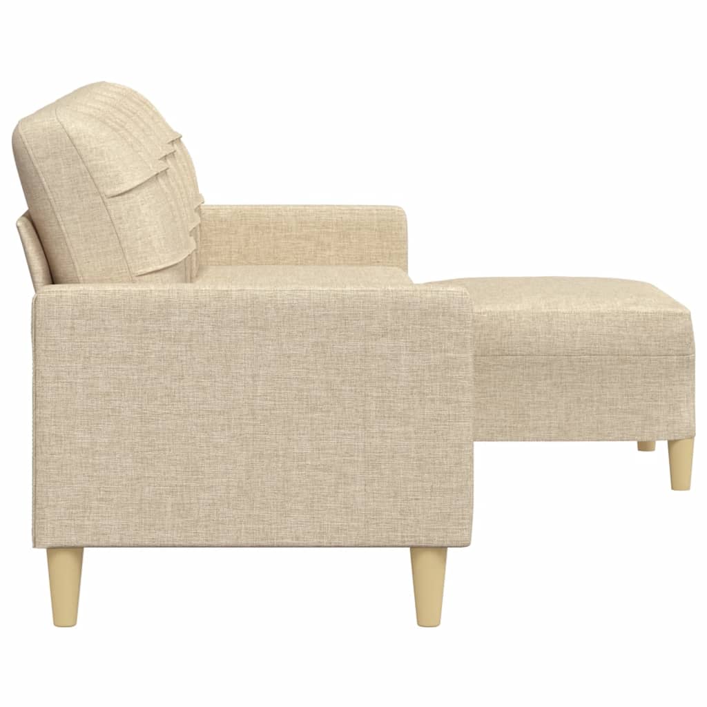 vidaXL 3-osobowa sofa z podnóżkiem, kremowa, 210 cm, tkaniną