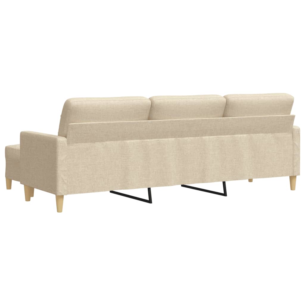 vidaXL 3-osobowa sofa z podnóżkiem, kremowa, 210 cm, tkaniną