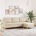 vidaXL 3-osobowa sofa z podnóżkiem, kremowa, 210 cm, tkaniną