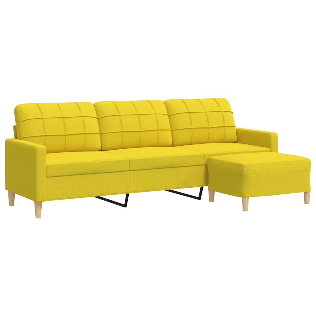 vidaXL Sofa 3-osobowa, jasnożółta, 210 cm, tapicerowana tkaniną