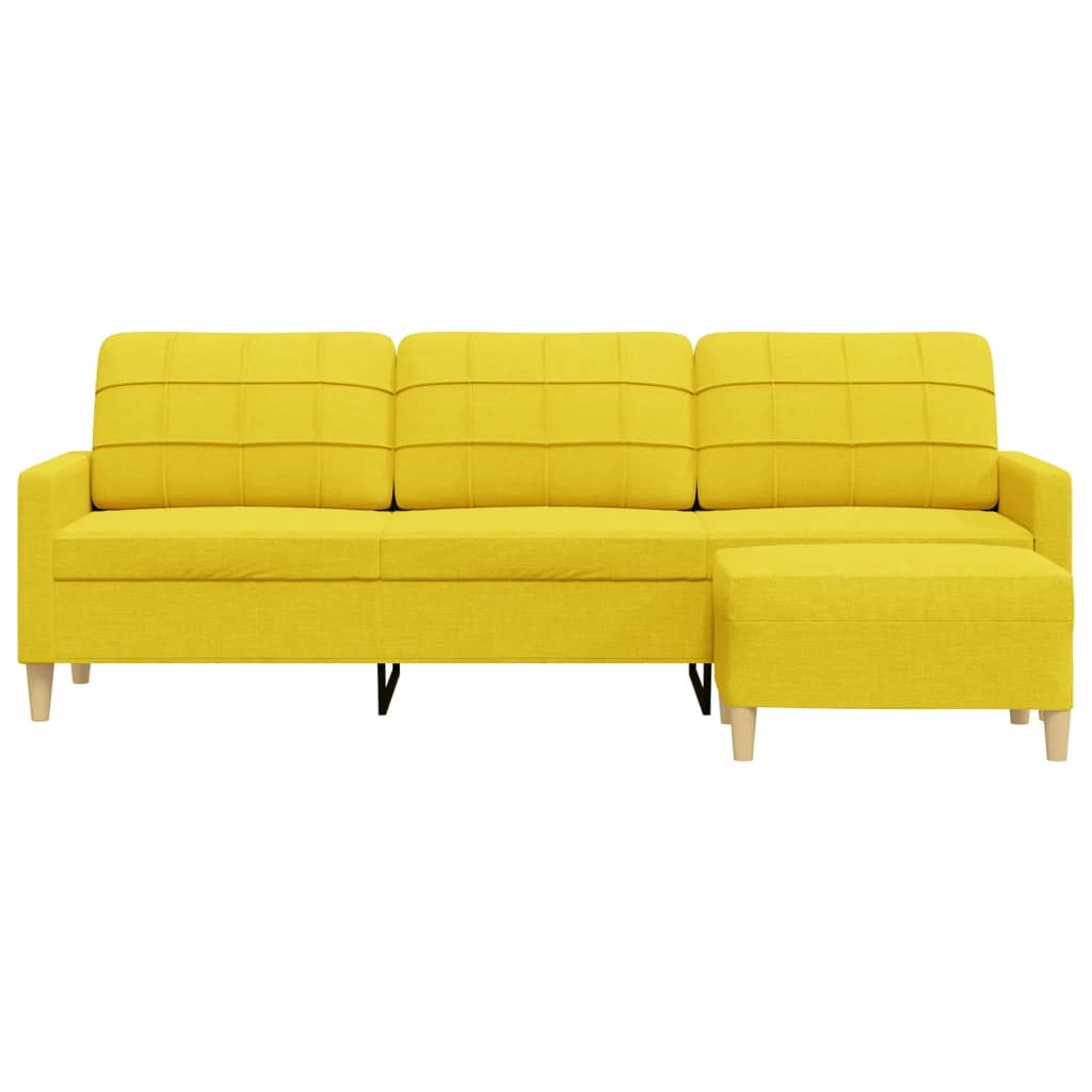vidaXL Sofa 3-osobowa, jasnożółta, 210 cm, tapicerowana tkaniną