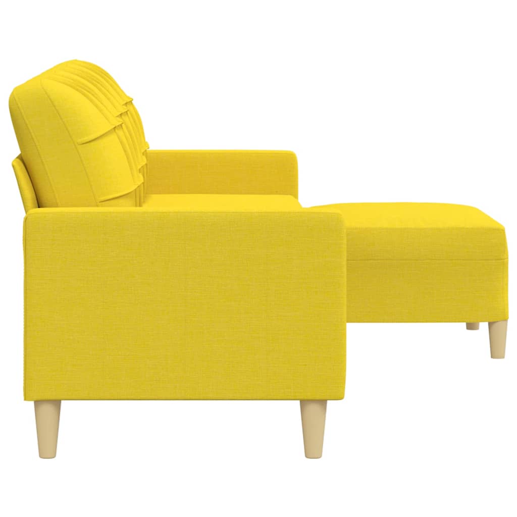 vidaXL Sofa 3-osobowa, jasnożółta, 210 cm, tapicerowana tkaniną