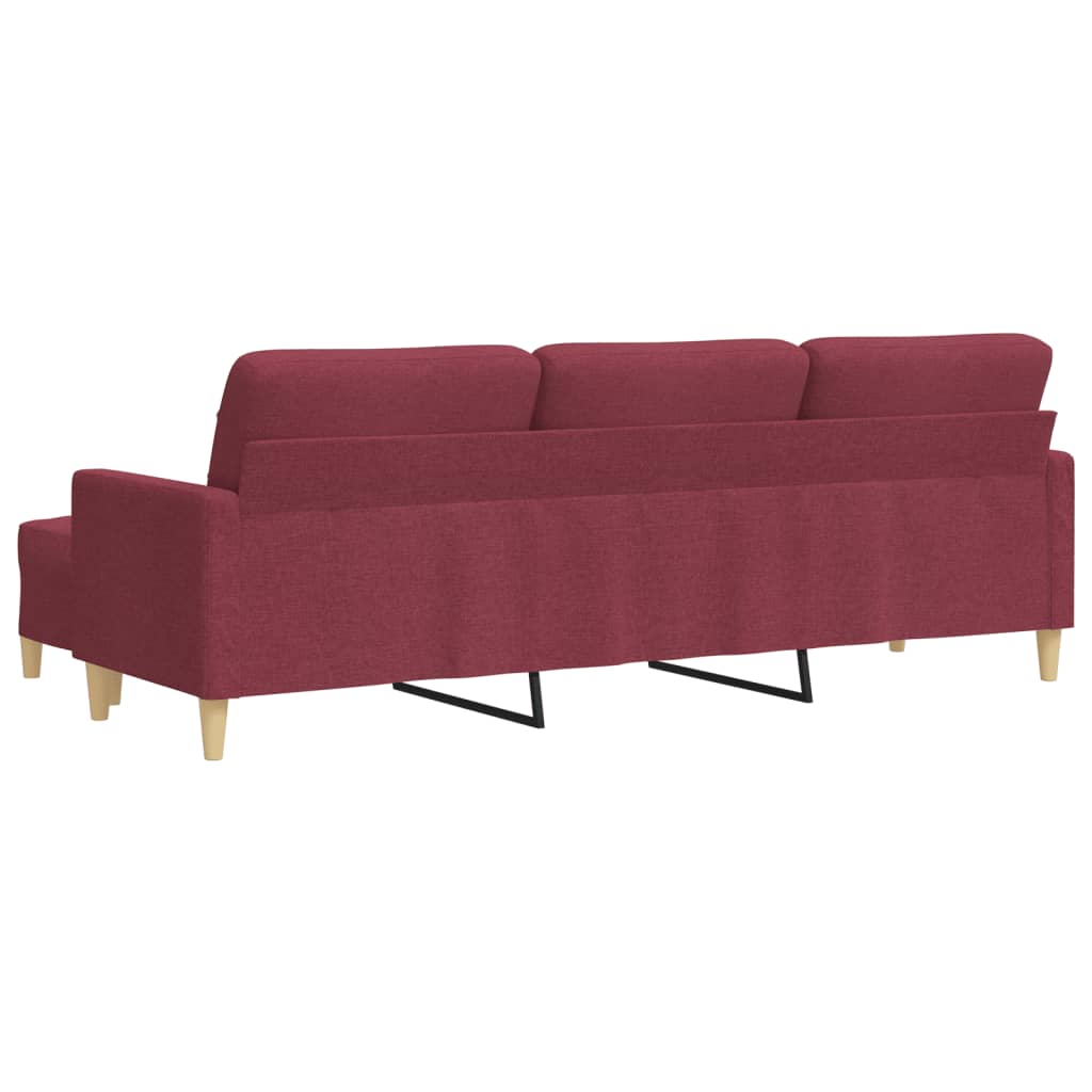 vidaXL 3-osobowa sofa z podnóżkiem winna czerwień 210 cm, tkaniną