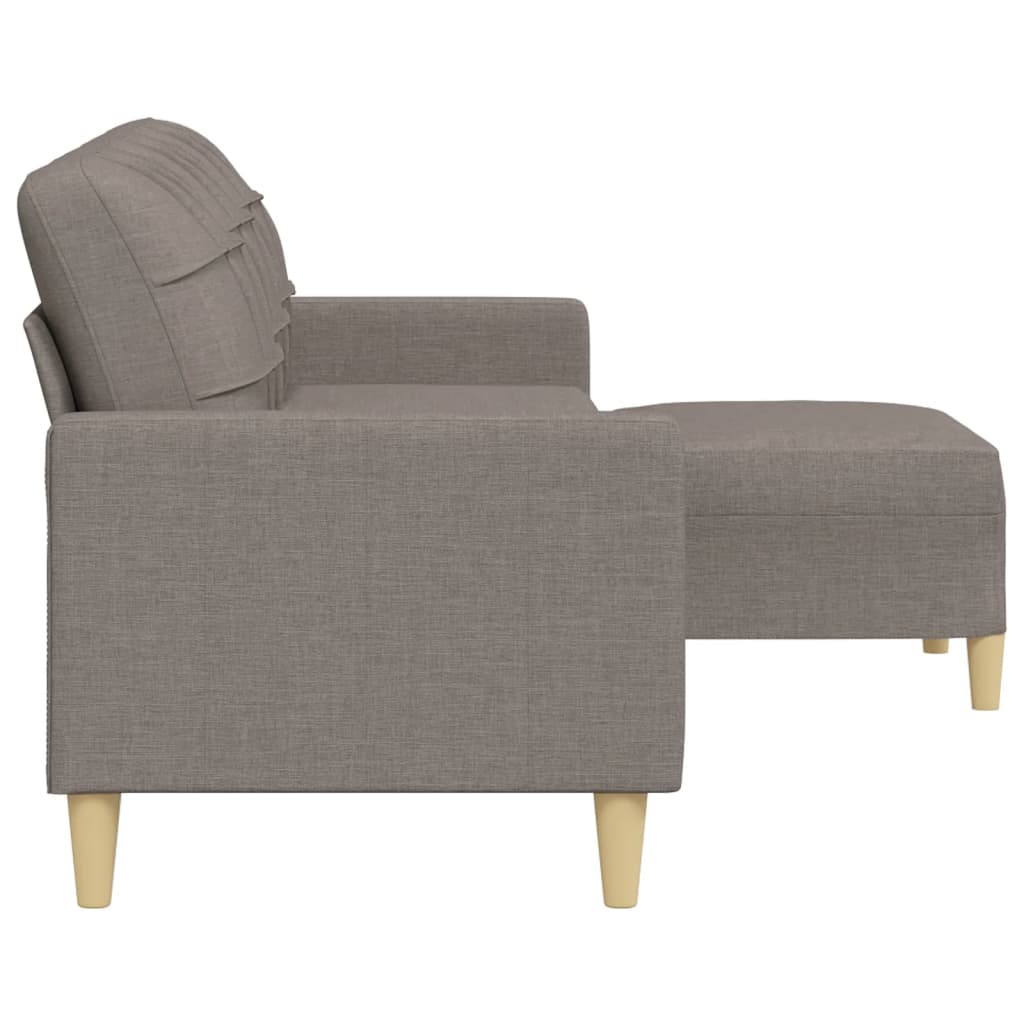 vidaXL 3-osobowa sofa z podnóżkiem, kolor taupe, 210 cm, tkaniną