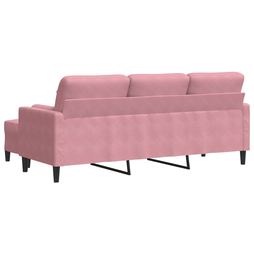 vidaXL 3-osobowa sofa z podnóżkiem, różowa, 180 cm, aksamitem
