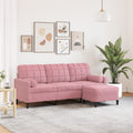 vidaXL 3-osobowa sofa z podnóżkiem, różowa, 180 cm, aksamitem
