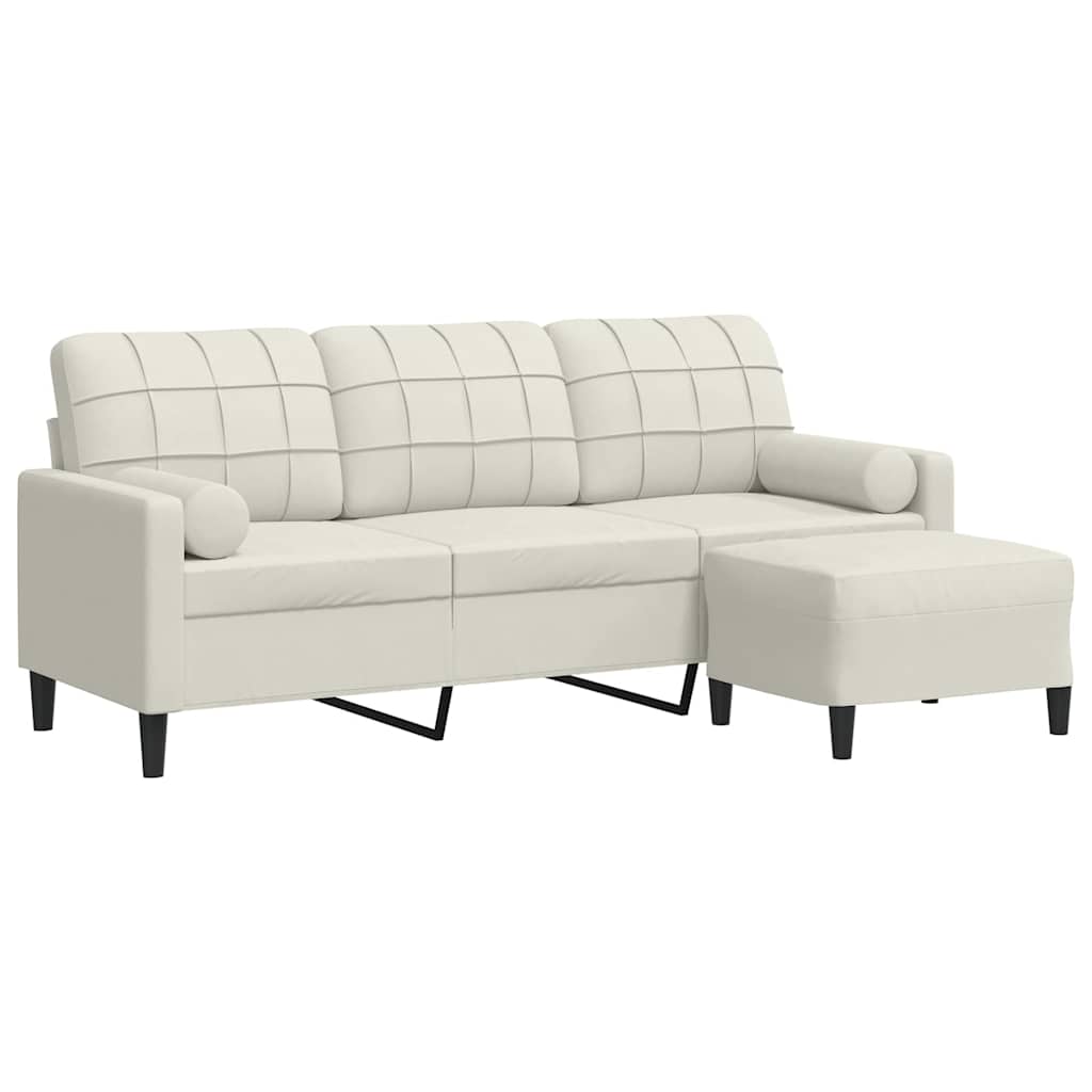 vidaXL Sofa 3-osobowa, kremowa, 180 cm, tapicerowana aksamit
