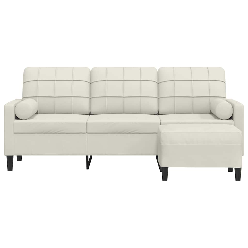 vidaXL Sofa 3-osobowa, kremowa, 180 cm, tapicerowana aksamit