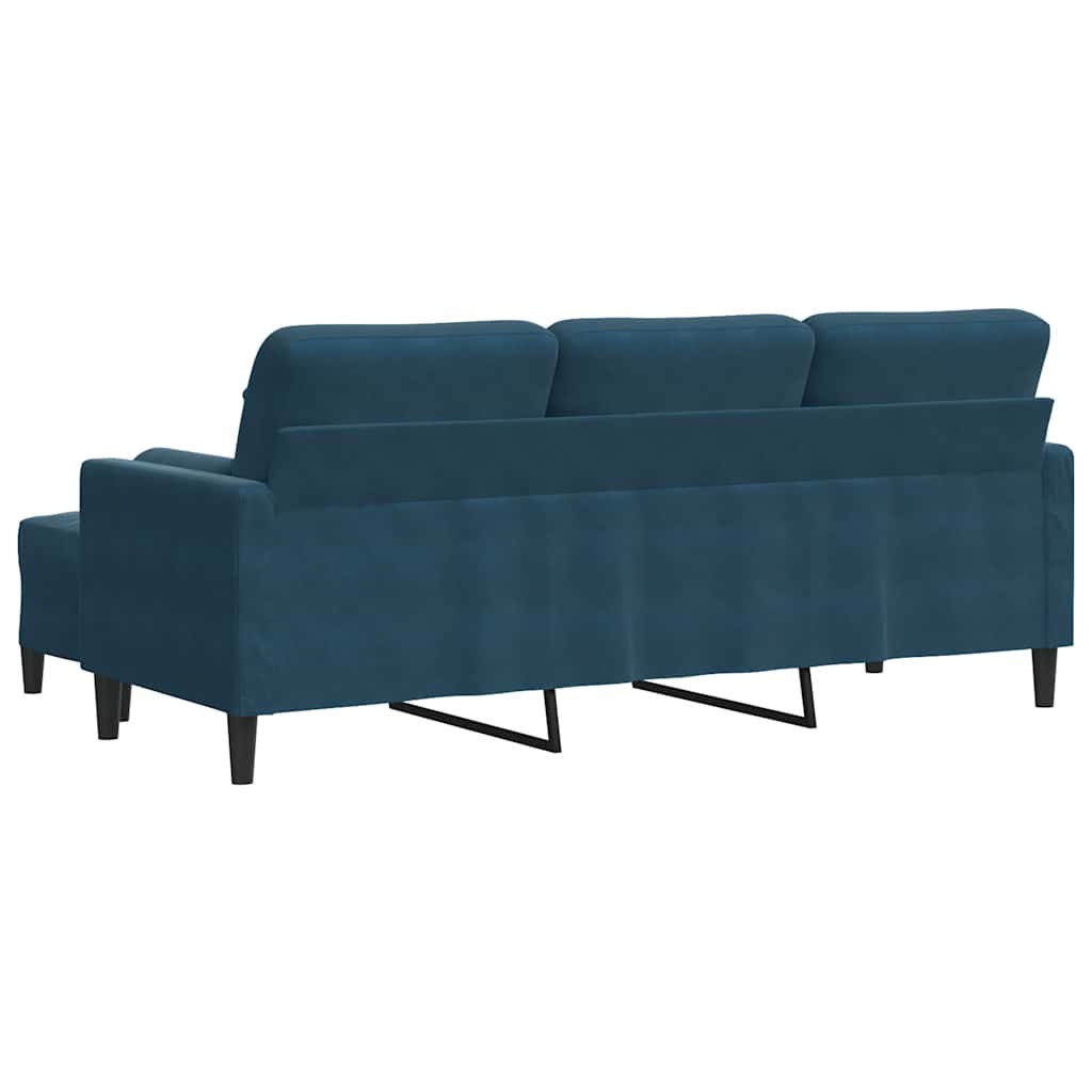 vidaXL 3-osobowa sofa z podnóżkiem, niebieska, 180 cm, aksamit