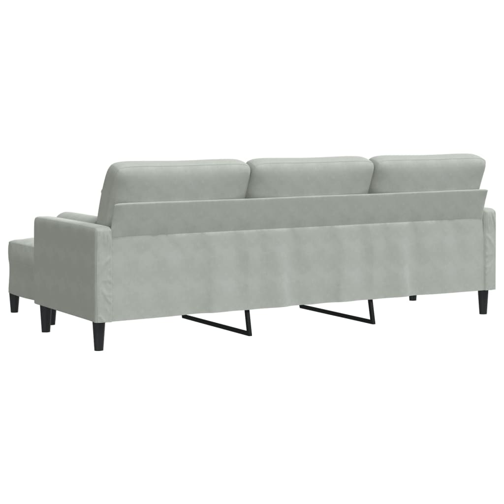 vidaXL 3-osobowa sofa z podnóżkiem, jasnoszary, 210 cm, aksamit