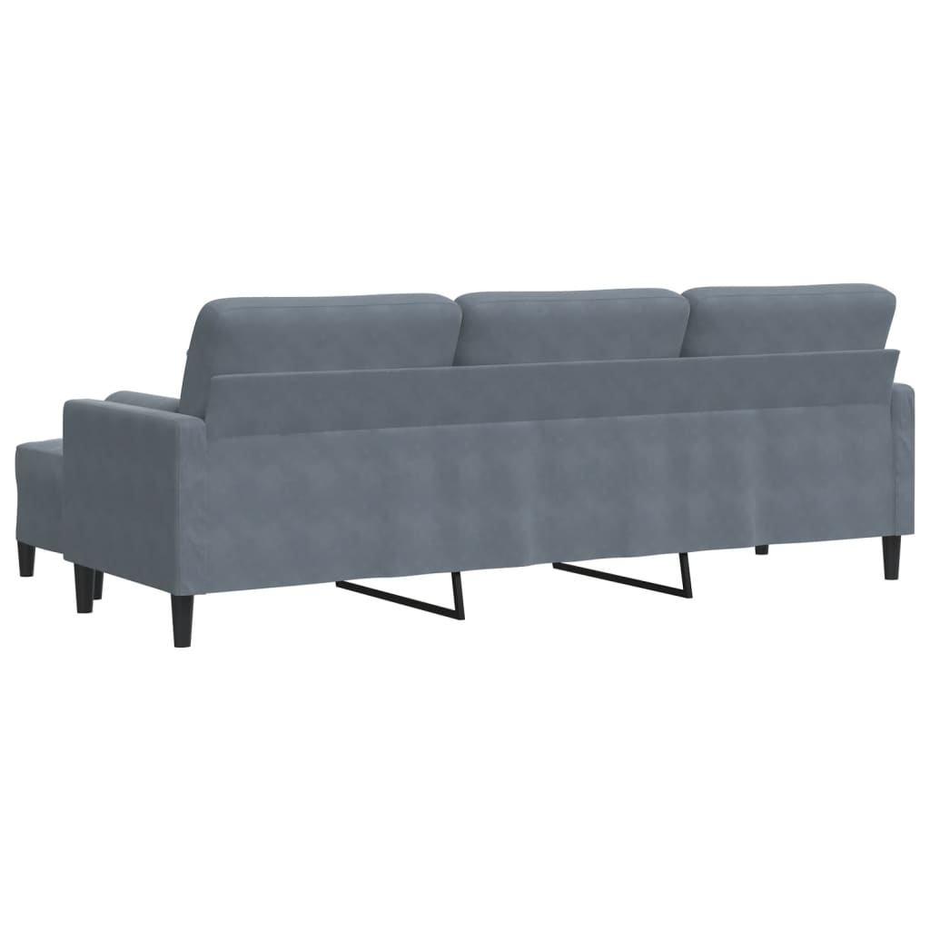vidaXL 3-osobowa sofa z podnóżkiem, ciemnoszara, 210 cm, aksamit