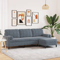 vidaXL 3-osobowa sofa z podnóżkiem, ciemnoszara, 210 cm, aksamit