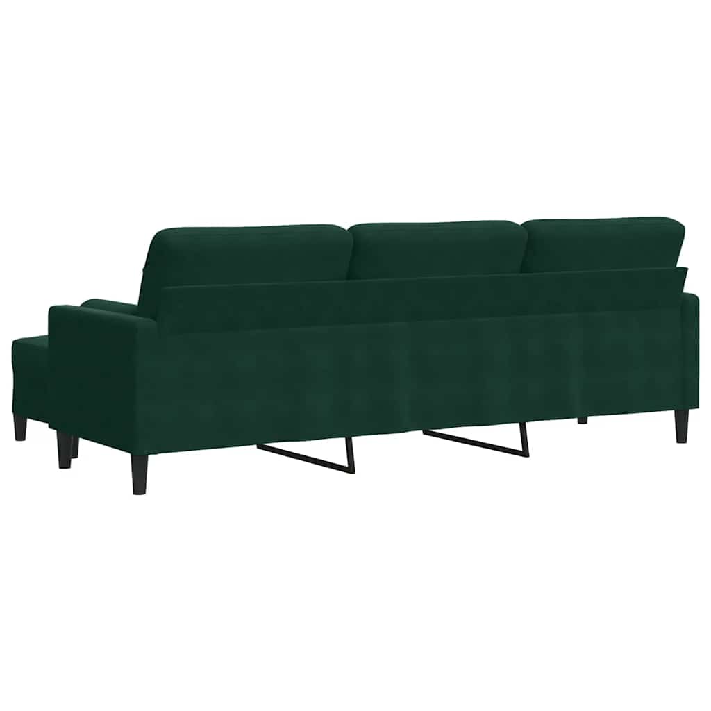 vidaXL 3-osobowa sofa z podnóżkiem, ciemnozielony, 210 cm, aksamit