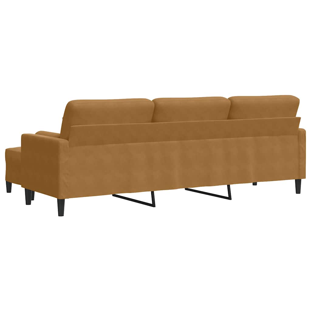 vidaXL 3-osobowa sofa z podnóżkiem, brązowa, 210 cm, aksamit