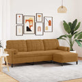 vidaXL 3-osobowa sofa z podnóżkiem, brązowa, 210 cm, aksamit