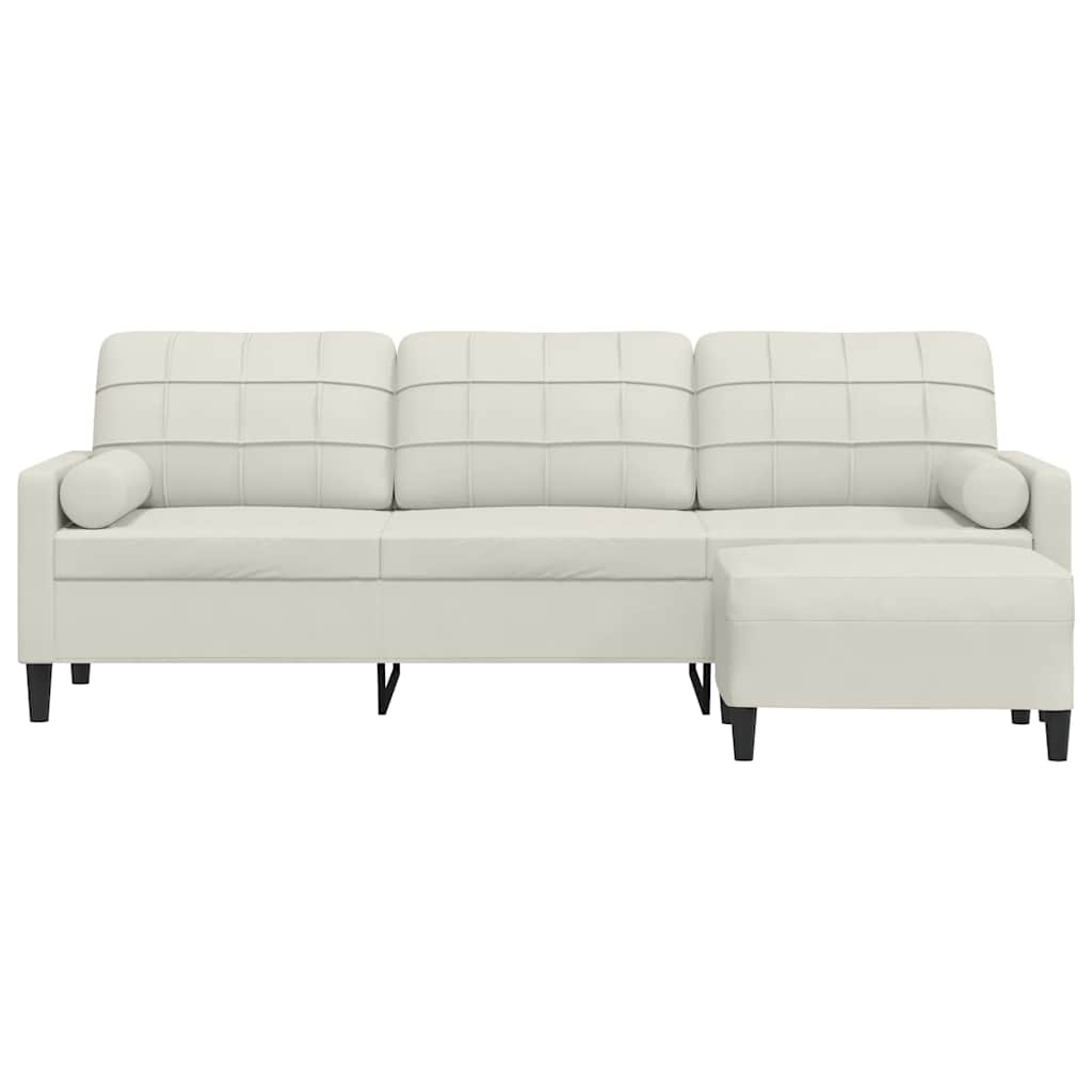 vidaXL 3-osobowa sofa z podnóżkiem, kremowa, 210 cm, aksamit