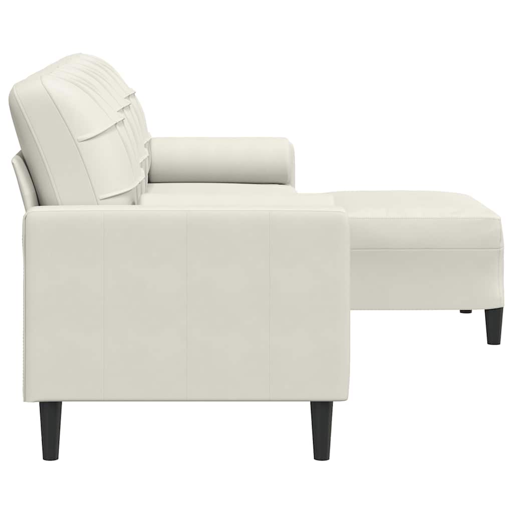 vidaXL 3-osobowa sofa z podnóżkiem, kremowa, 210 cm, aksamit