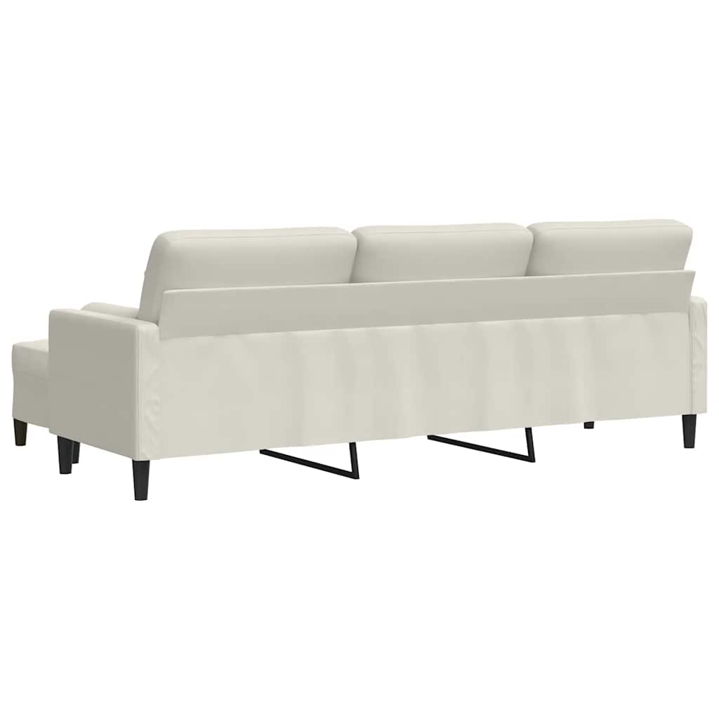 vidaXL 3-osobowa sofa z podnóżkiem, kremowa, 210 cm, aksamit