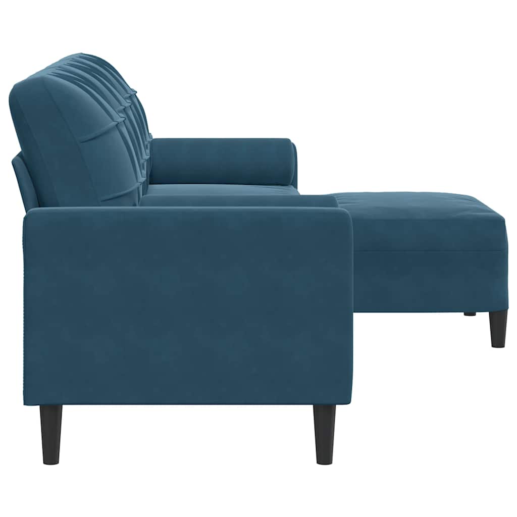 vidaXL 3-osobowa sofa z podnóżkiem, niebieska, 210 cm, aksamit
