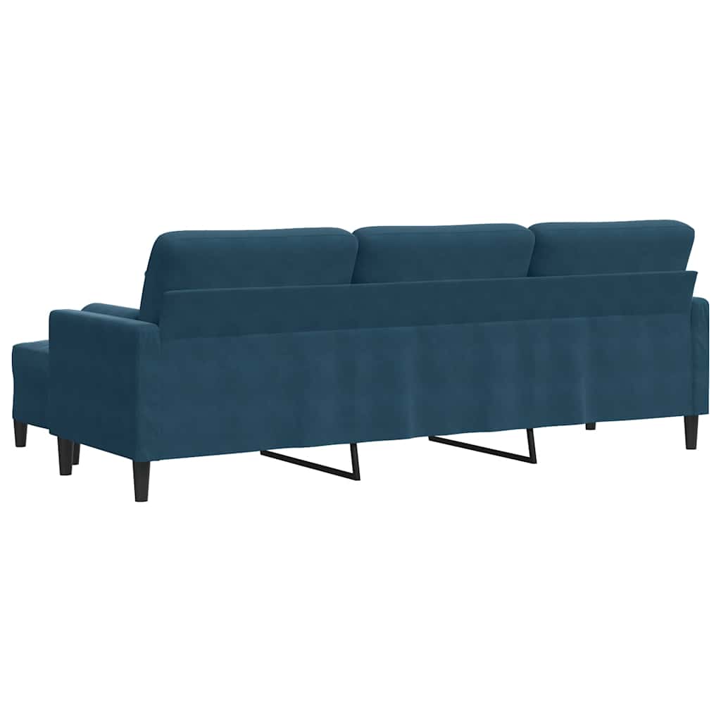 vidaXL 3-osobowa sofa z podnóżkiem, niebieska, 210 cm, aksamit