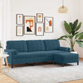 vidaXL 3-osobowa sofa z podnóżkiem, niebieska, 210 cm, aksamit