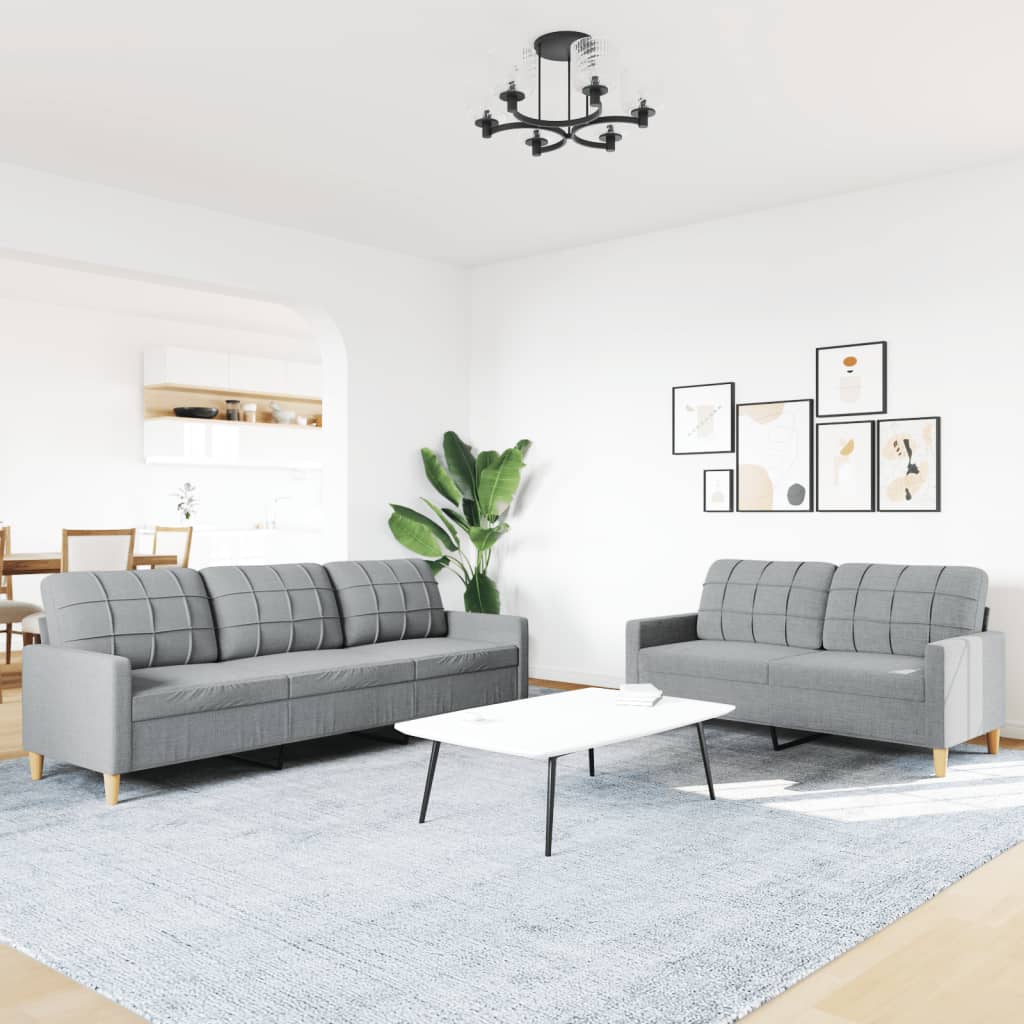 vidaXL 2-cz. komplet wypoczynkowy, jasnoszary, obity tkaniną