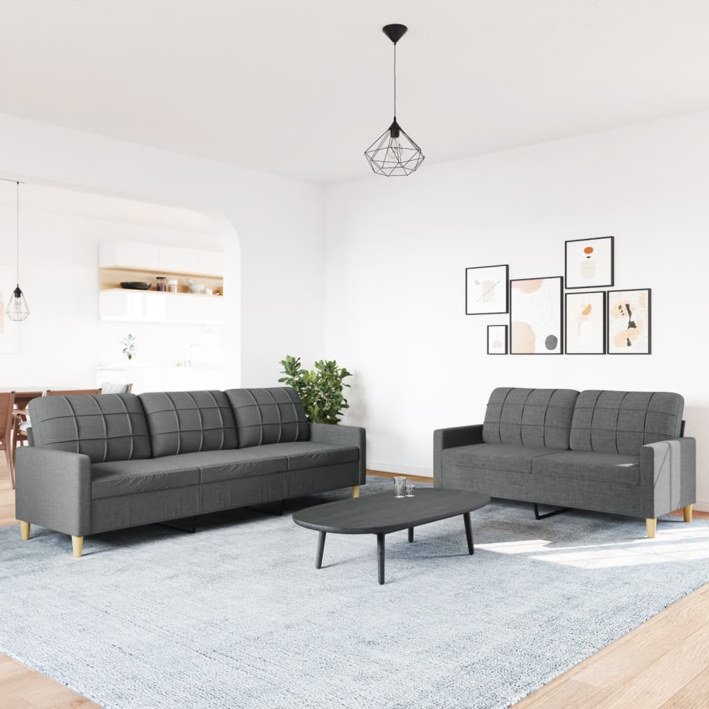 vidaXL 2-cz. komplet wypoczynkowy, ciemnoszary, obity tkaniną