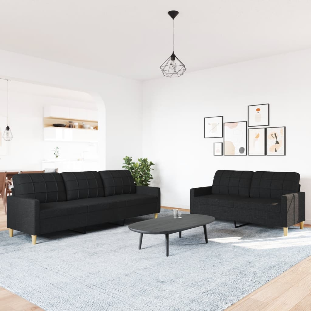 vidaXL 2-cz. komplet wypoczynkowy, czarny, obity tkaniną
