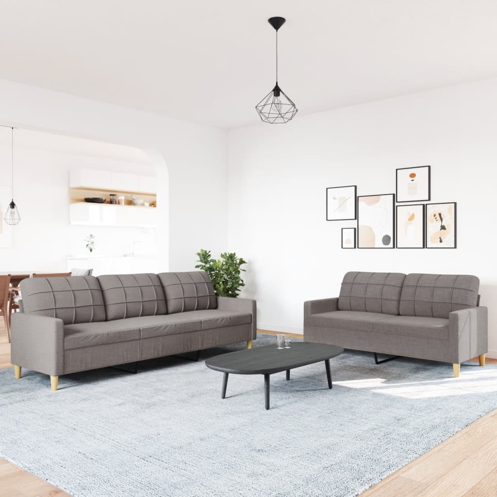vidaXL 2-cz. komplet wypoczynkowy, taupe, tapicerowany tkaniną